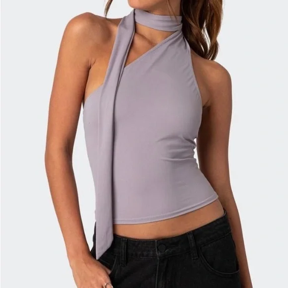 NWT Edikted. Grey halter top. Medium - Picture 1 of 7